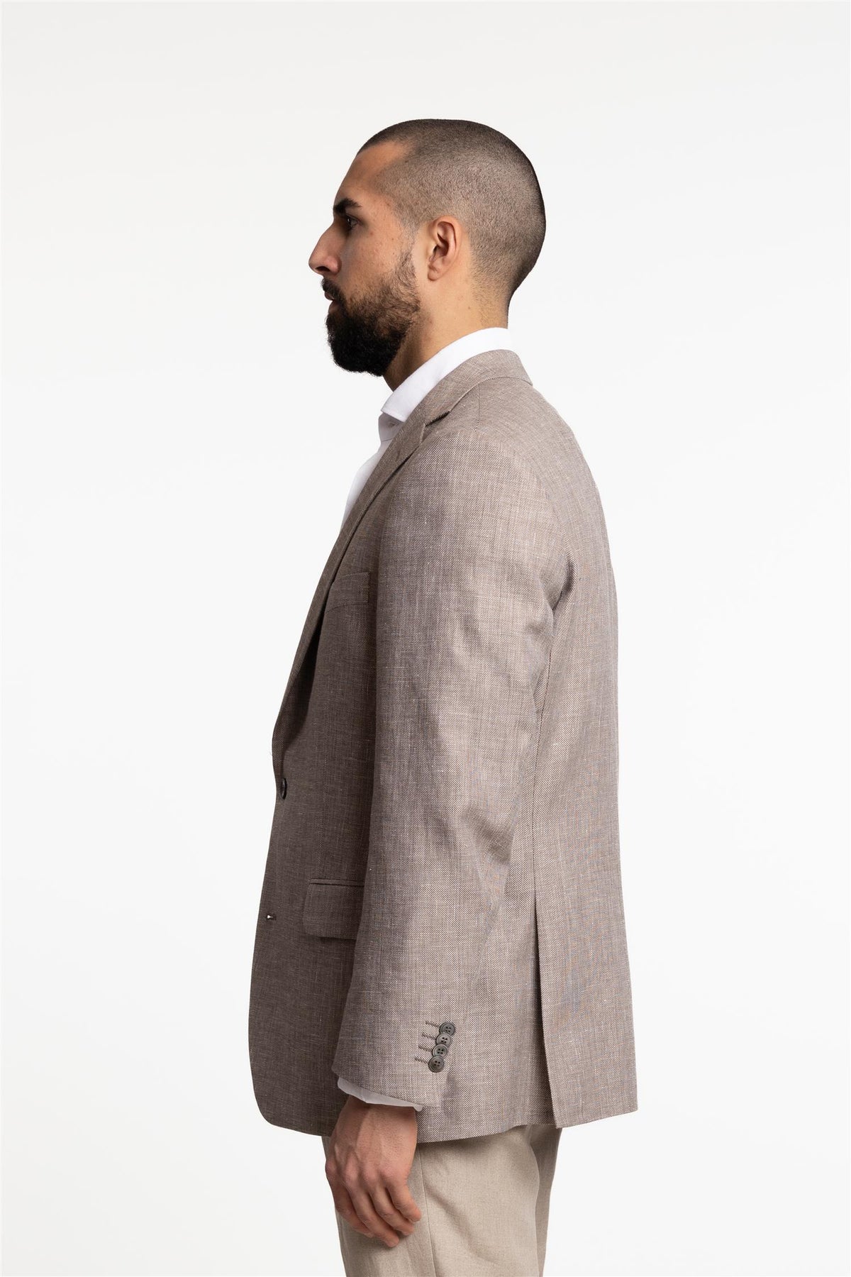 Joel Wide Fit Linen/Wool Blazer Terra Brown