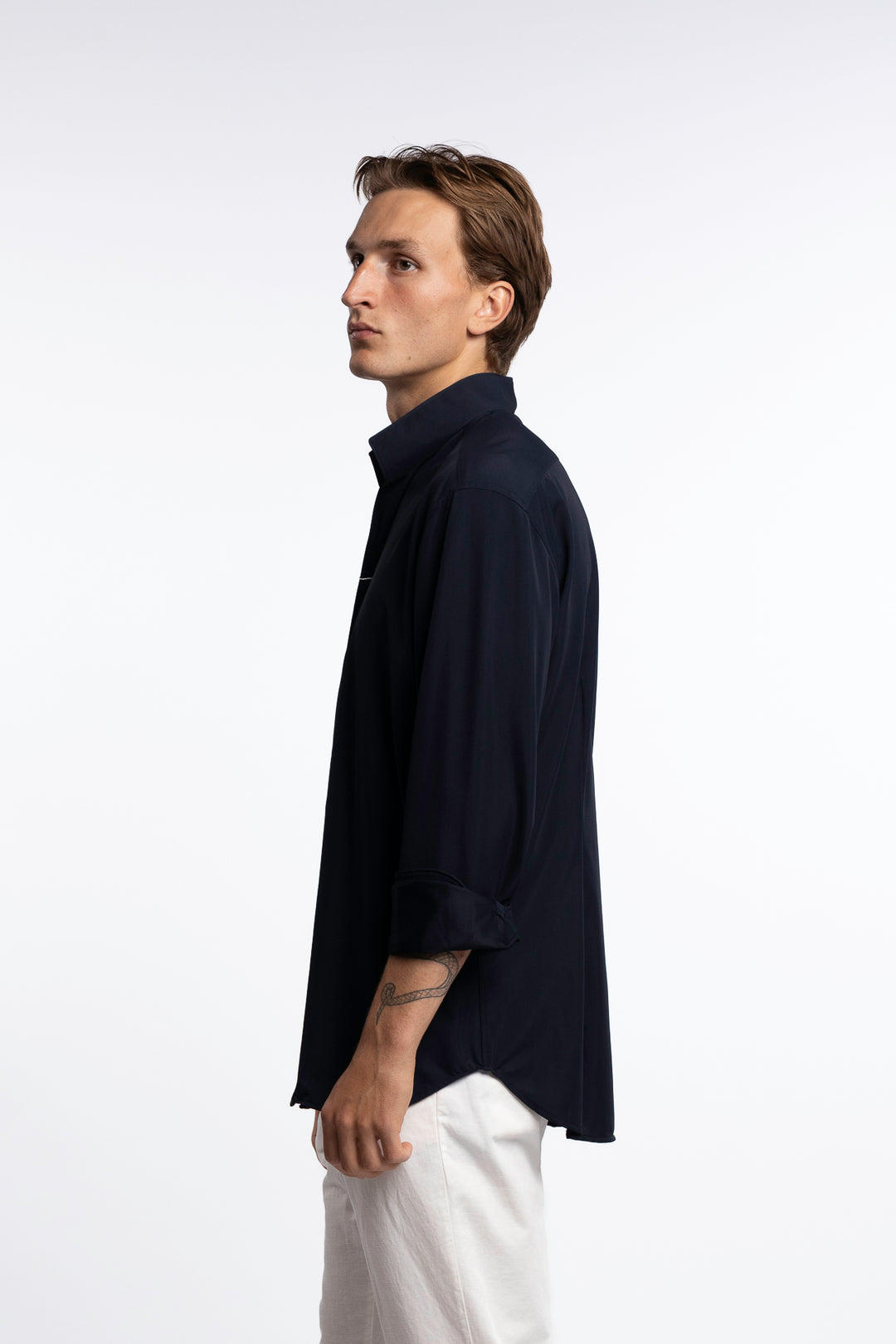 Active Stretch Shirt No Collar Navy