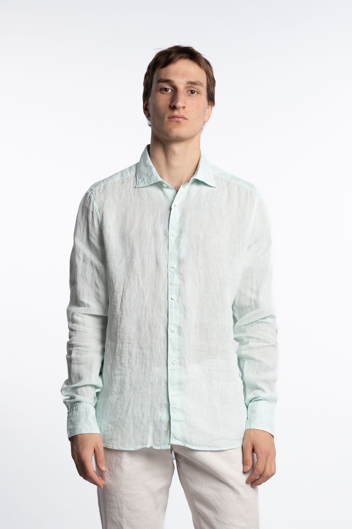 Slimline Linen Shirt Light Aqua