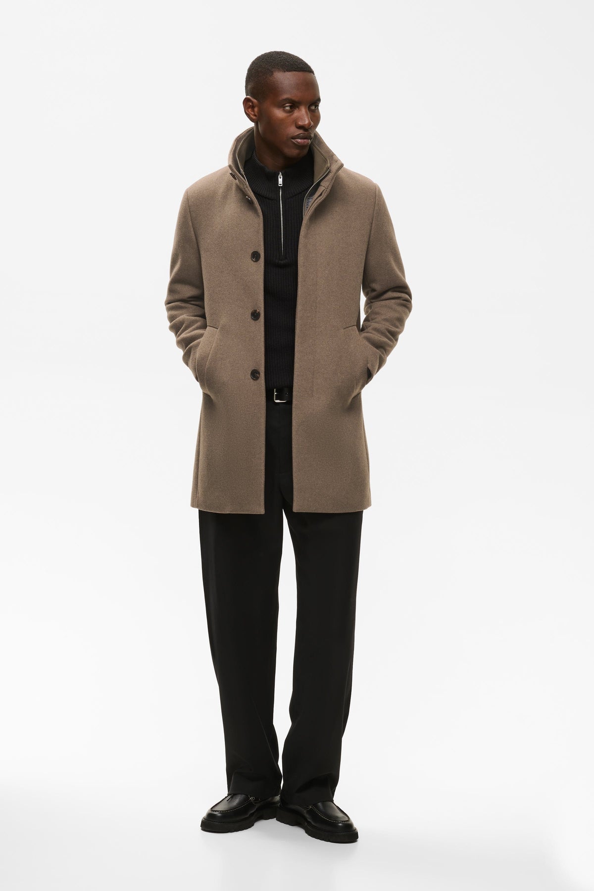 Harvey Classic Wool Coat Walnut