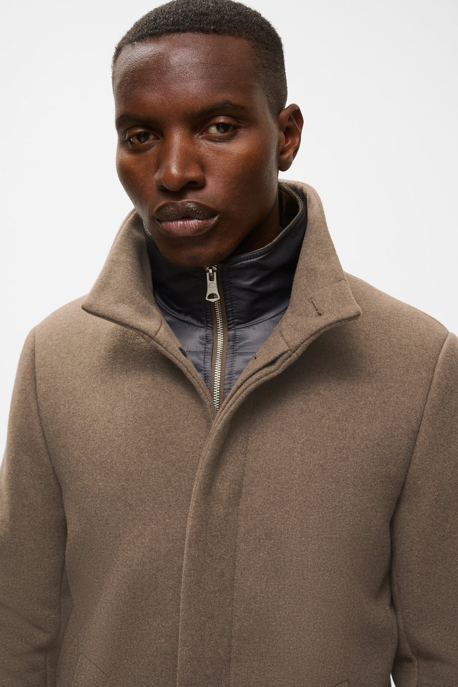 Harvey Classic Wool Coat Walnut