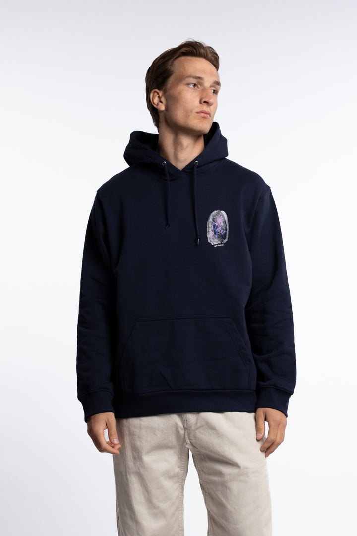 Thumbprint Hooded Sweatshirt Navy