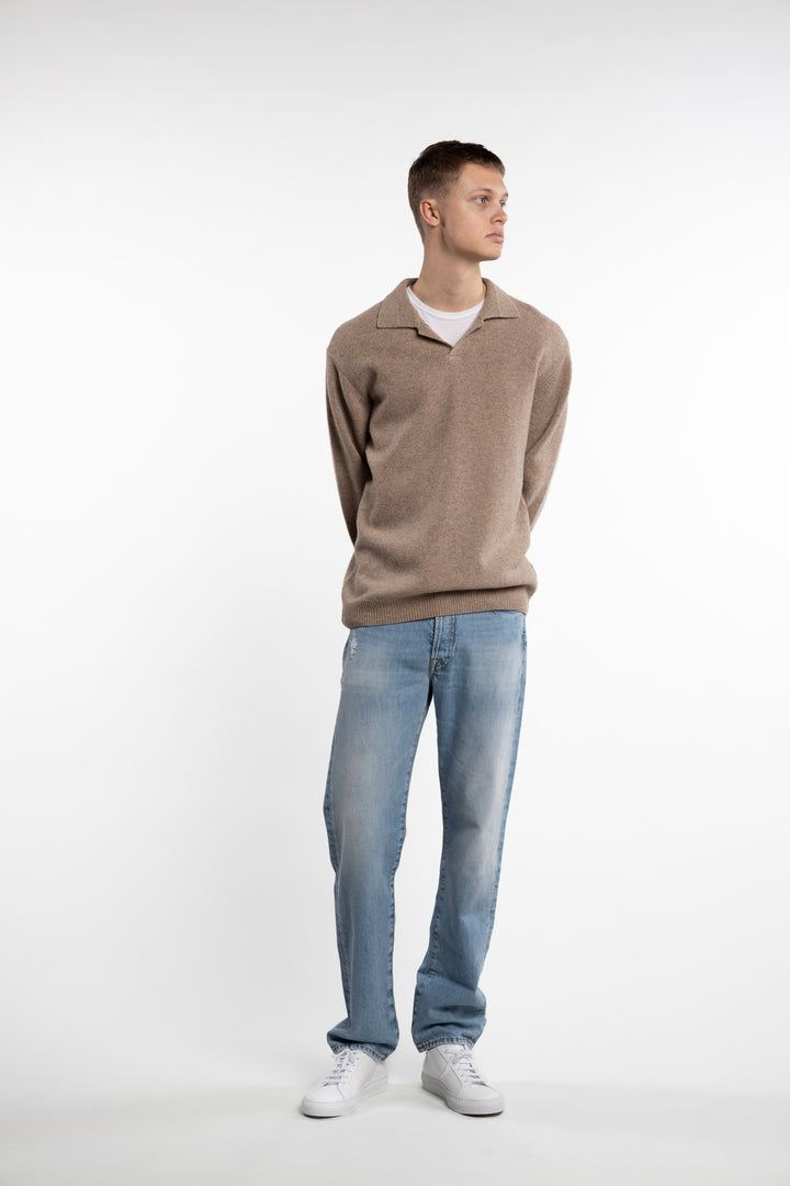 Karl Lambswool Polo Knit Beige