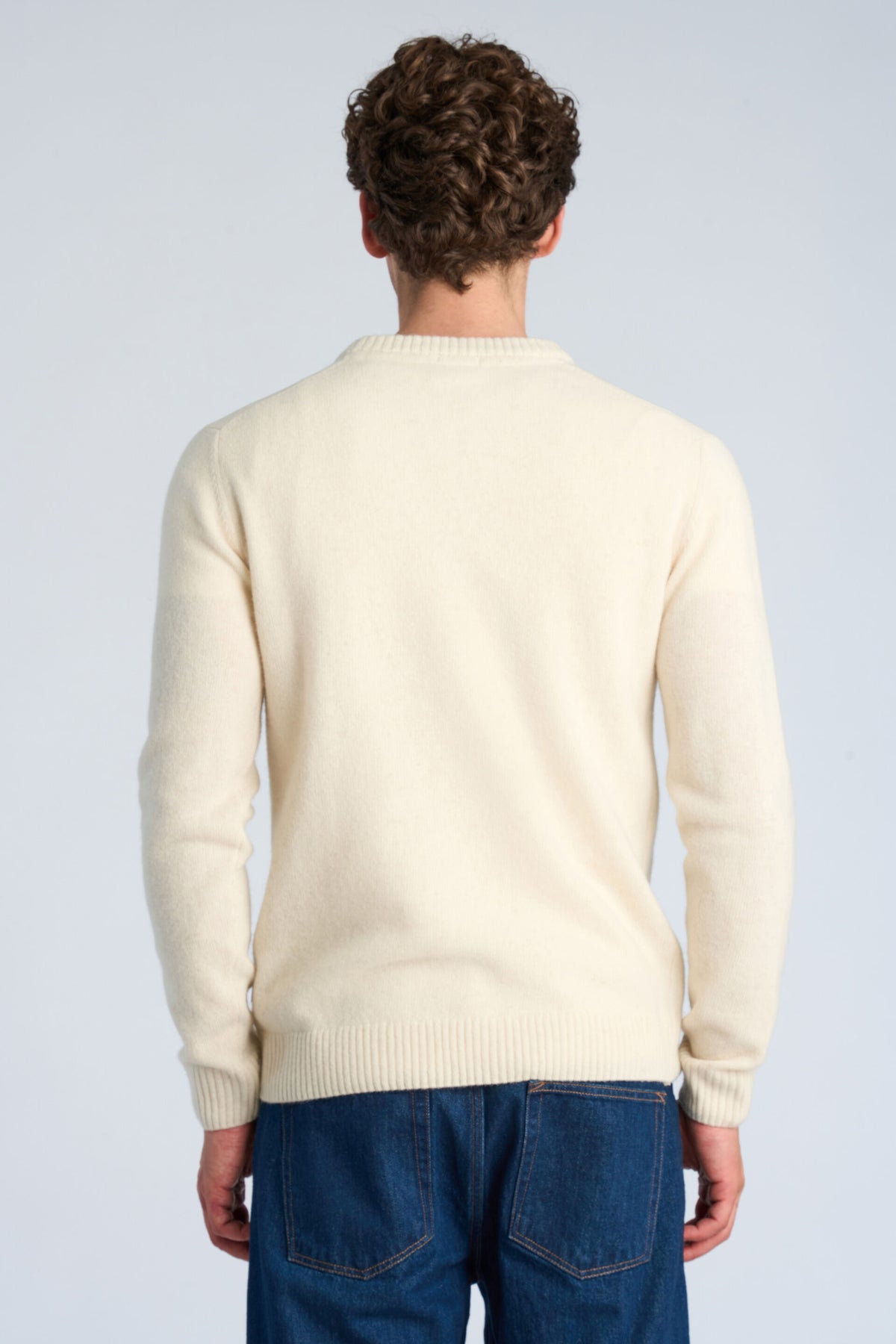Lambswool O-Neck Knit Chalk White - modellbilde bakside
