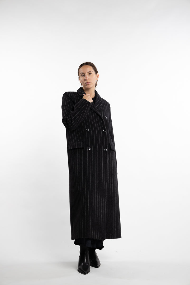 Falcon Coat 15597- Dark Grey Pinstripe