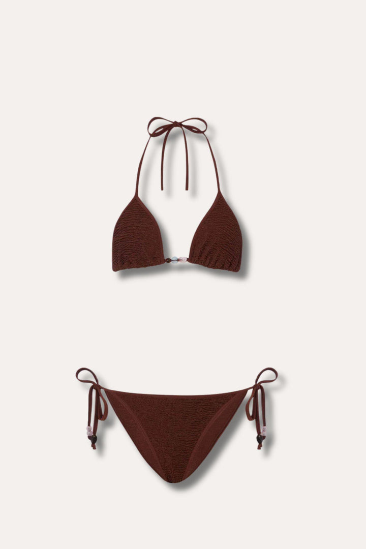 Gina Beaded Bikini- Metallic Chocolate