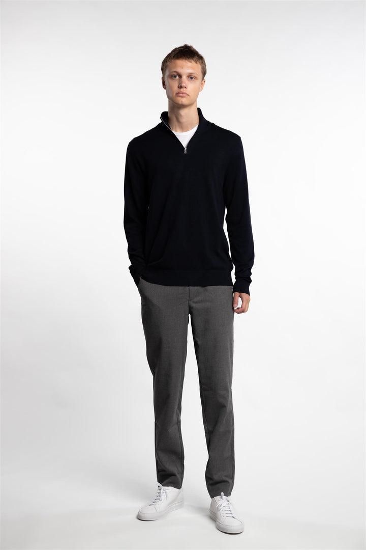 Half Zip Mélange Knit Navy