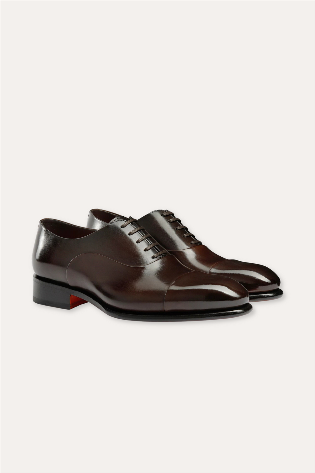 Isaac Polished Leather Oxford Shoe Dark Brown