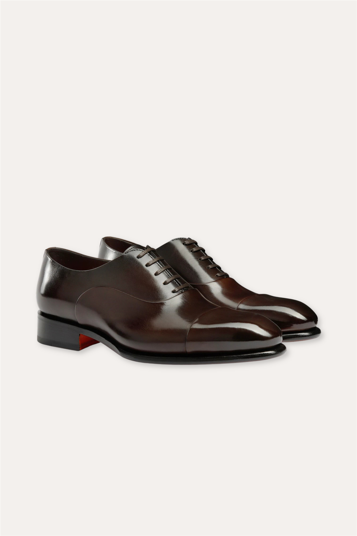 Isaac Polished Leather Oxford Shoe Dark Brown
