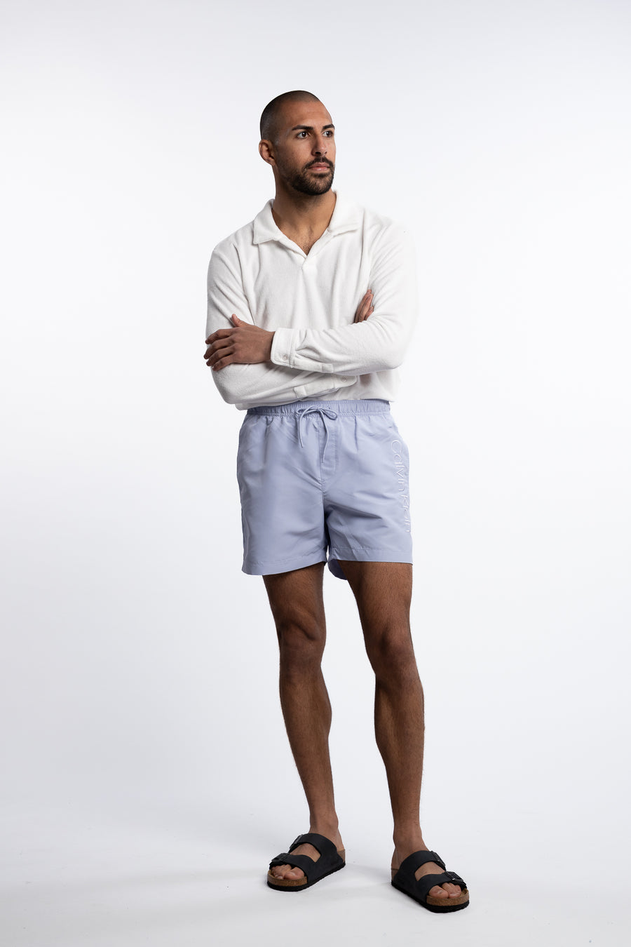 Medium Drawstring Swim Shorts Dusty Cornflower