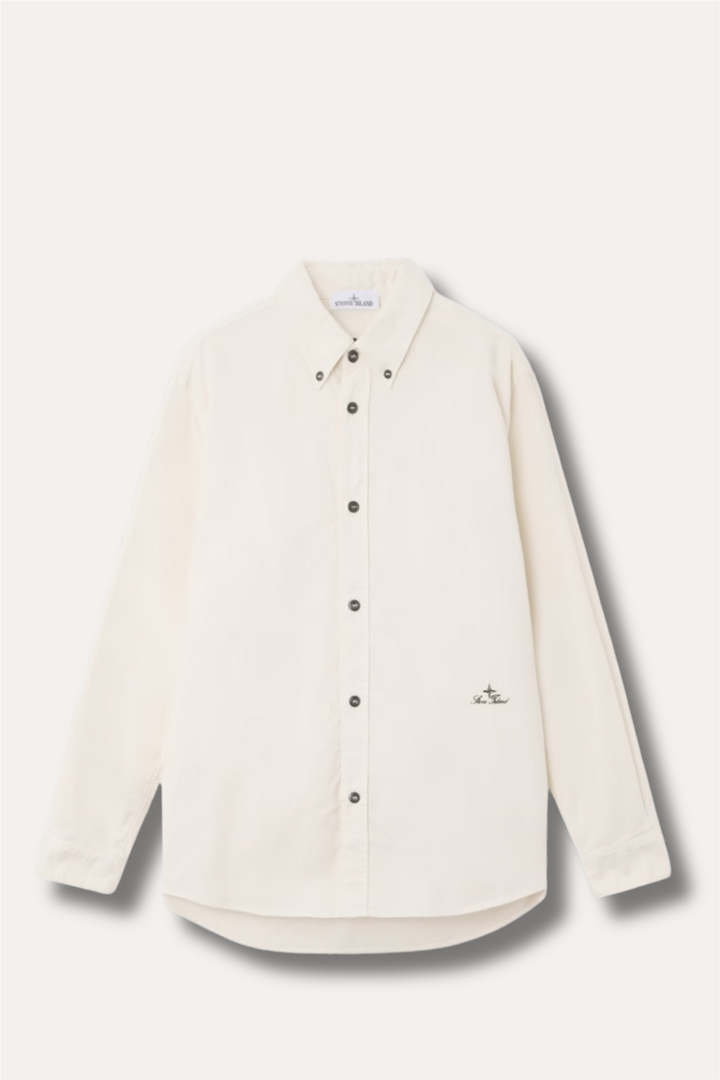 1100004 Comfort-Fit Long-Sleeve Shirt With Logo Embroidery Ivory