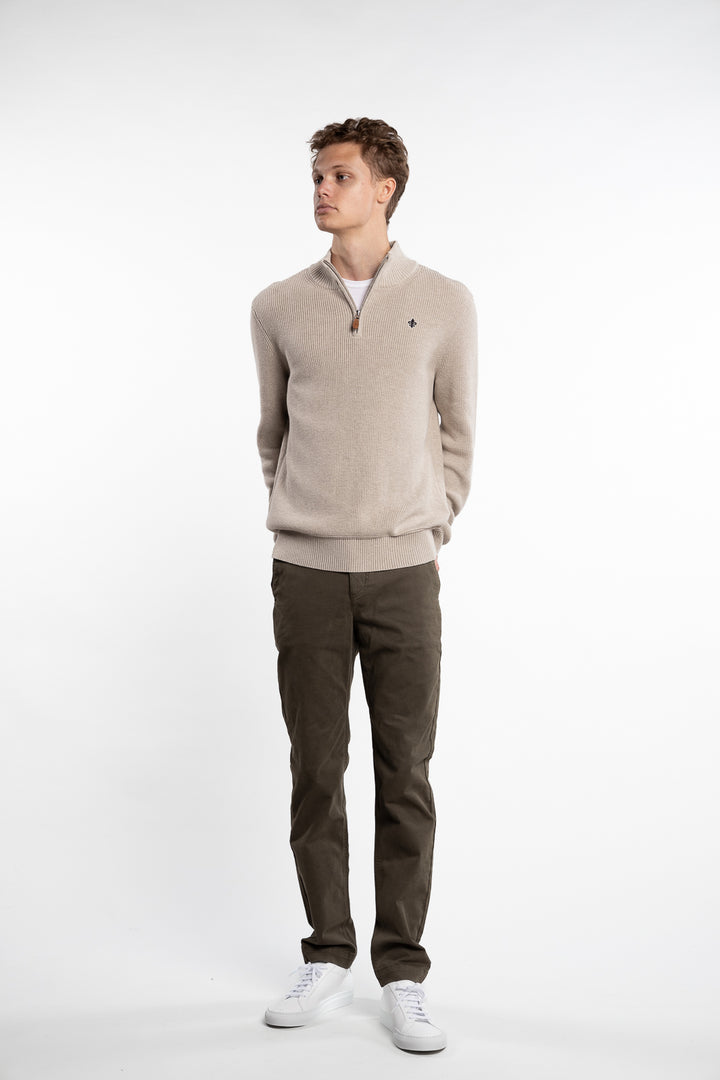 Bernard Cotton Half Zip Khaki