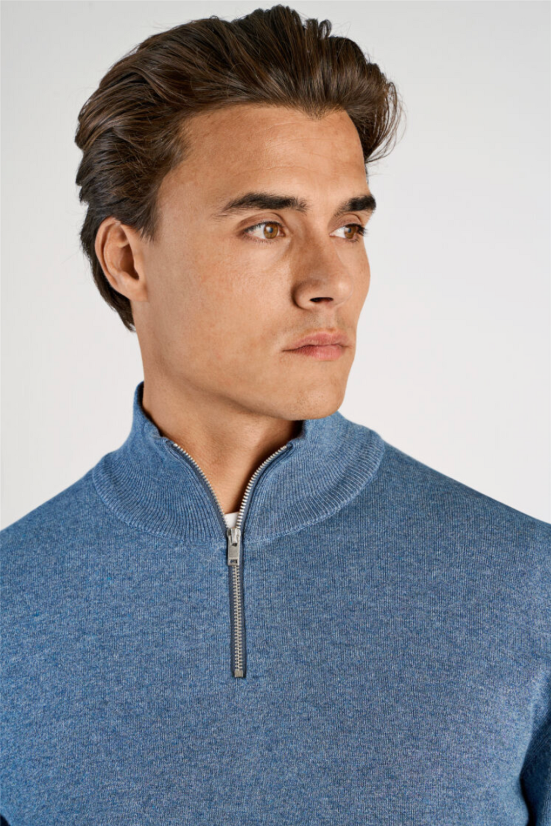 Ecovero Half-Zip Knit Blue Blend