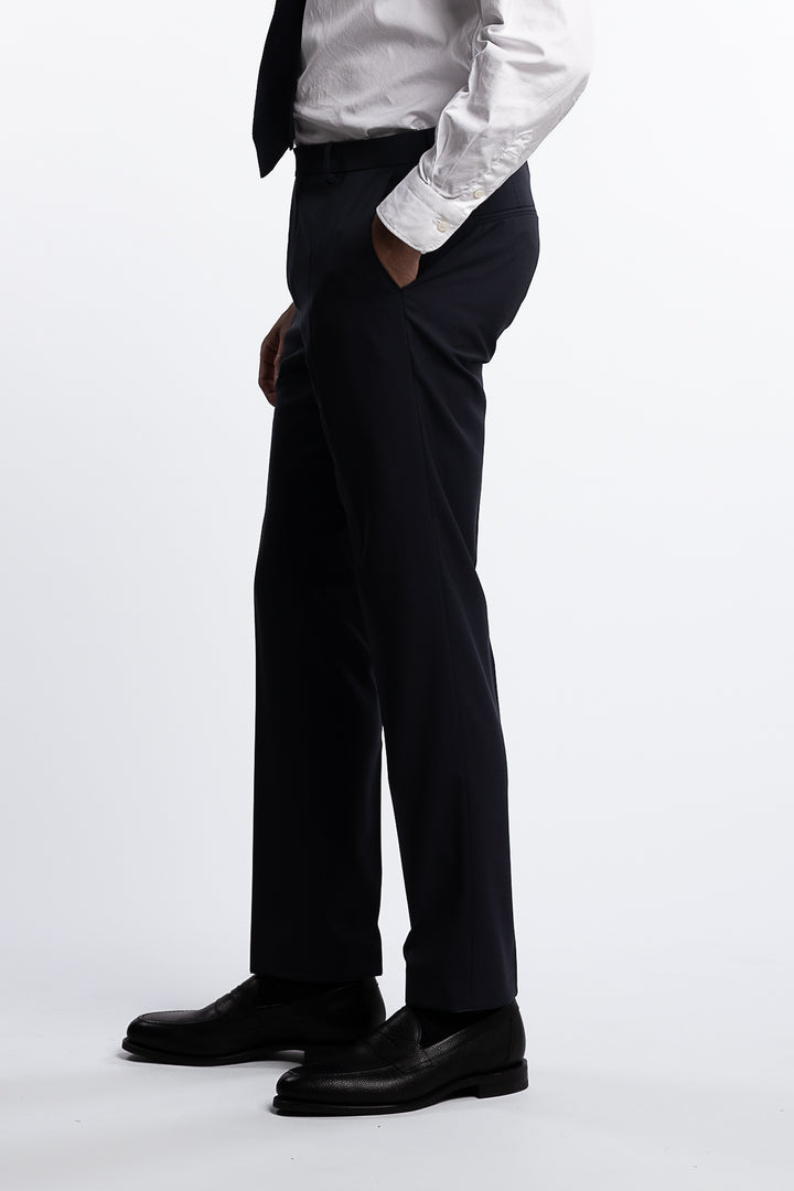 Denz Slim Fit Wool Trousers Dark Navy