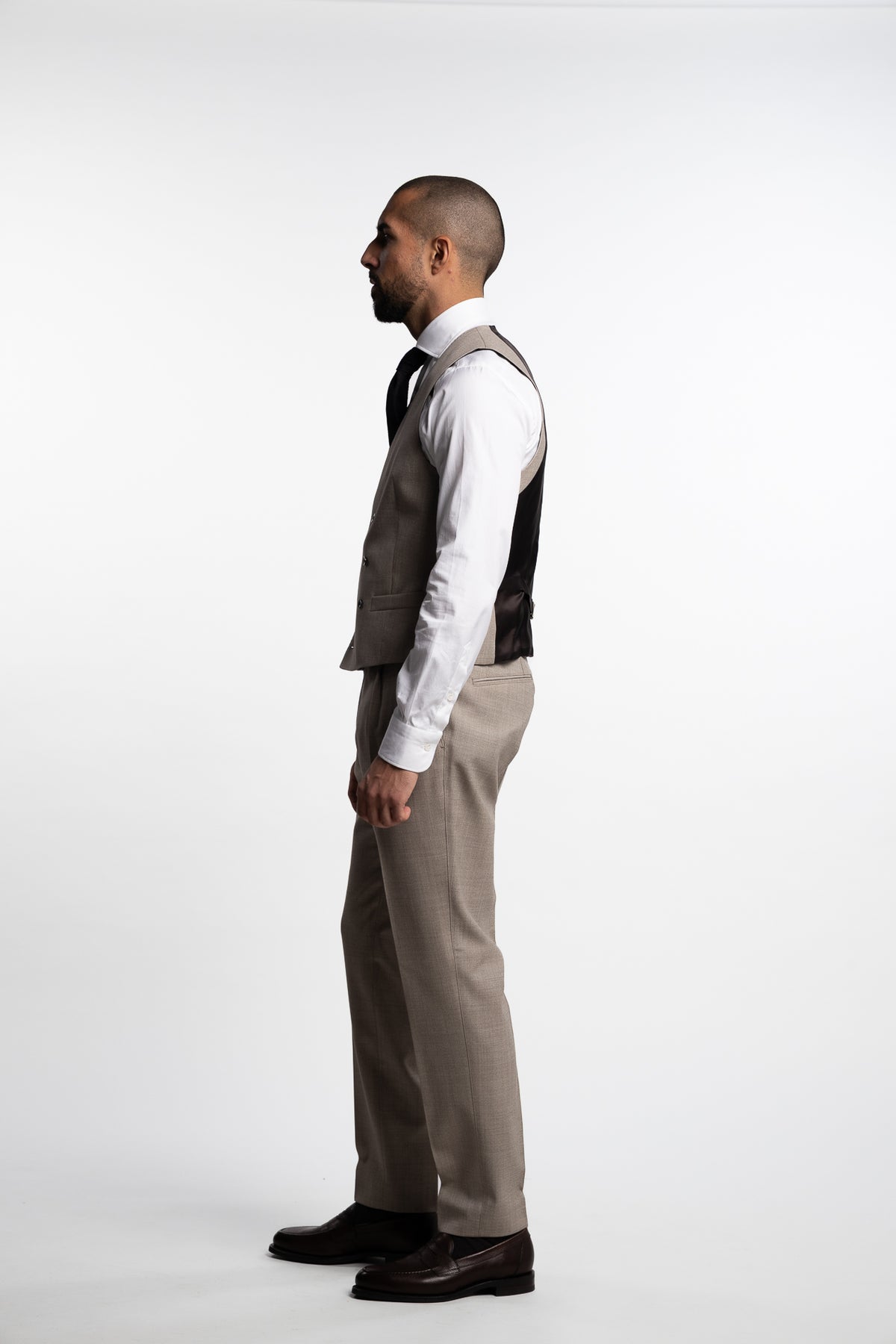 Veneto Slim Fit Wool Vest Brown Desert