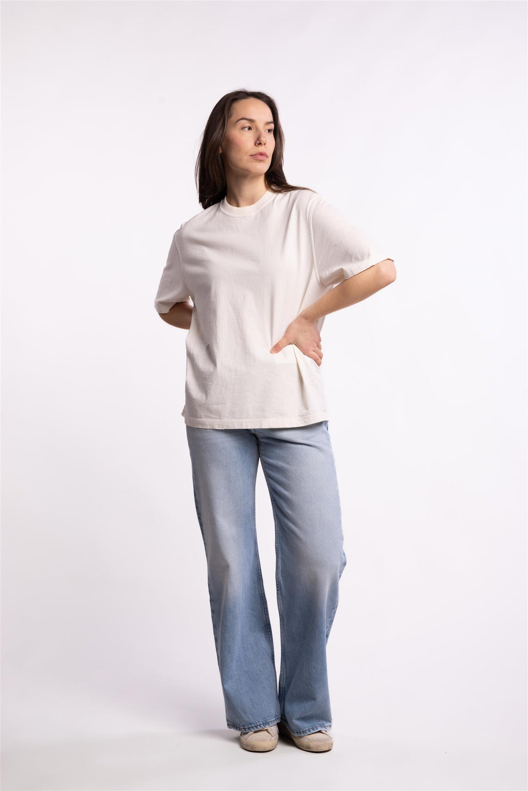 Relaxed Fit T-Shirt Logo Patch- Heritage White