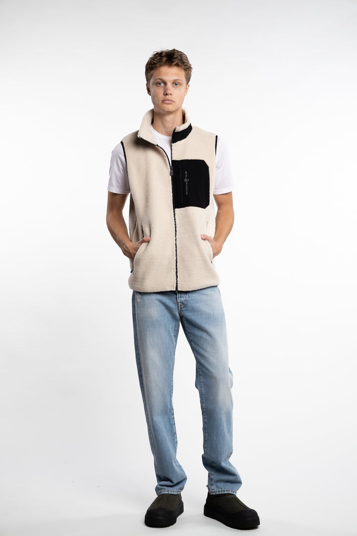 Bowman Pile Zip Vest Ivory