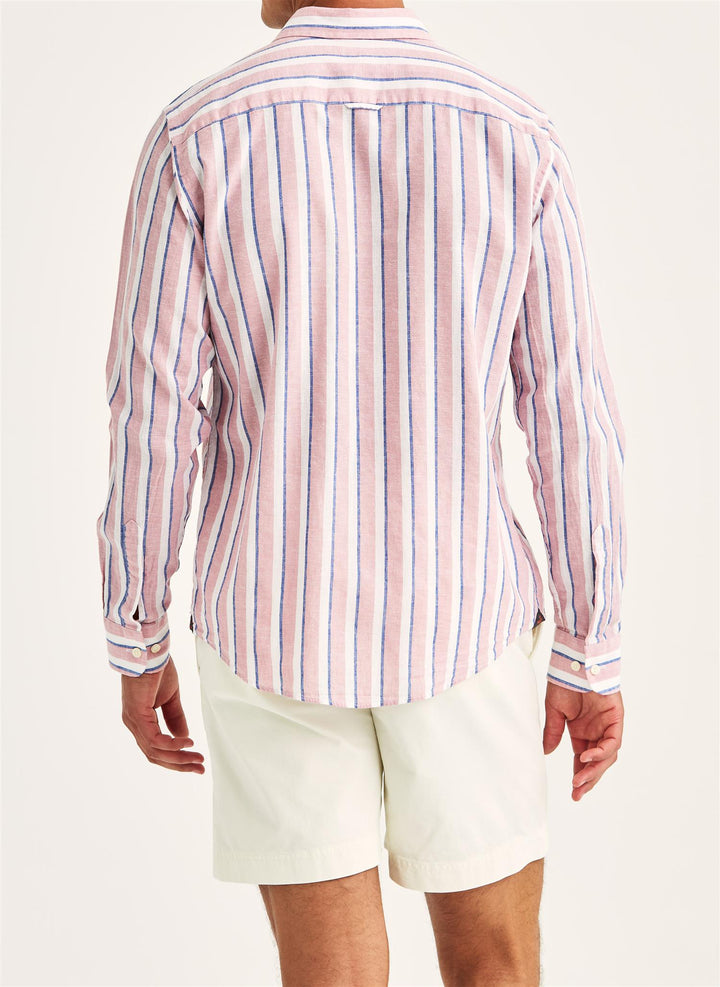 Douglas Classic Fit Linen Shirt Mix Stripe Pink