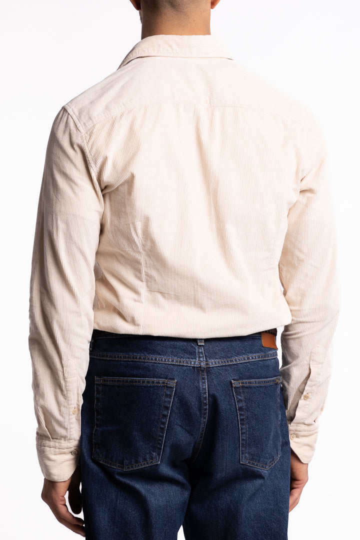 Slimline Corduroy Double Pocket Shirt Off-White