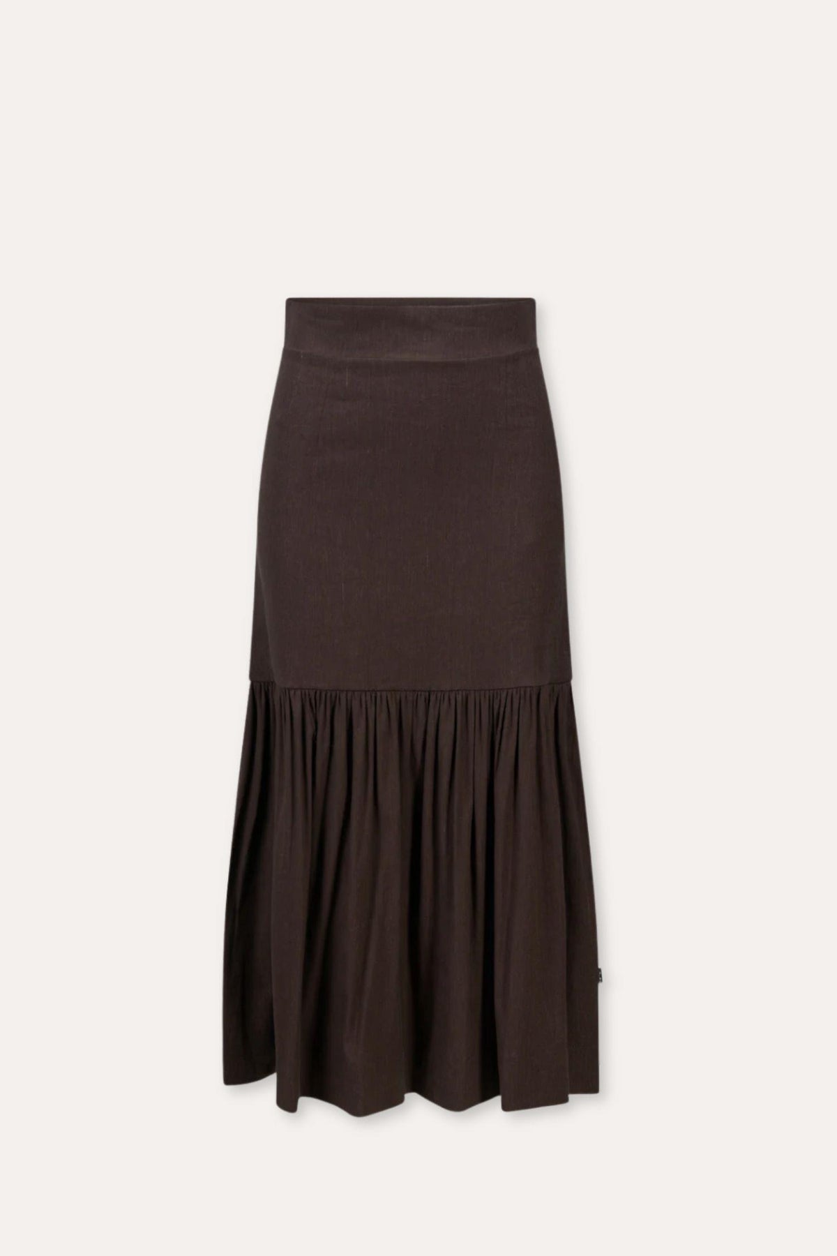 Lill Strech Linen Skirt Dark Brown