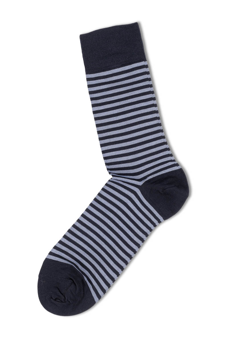 Mercerized Cotton Small Stripes Dark Blue/Light Blue