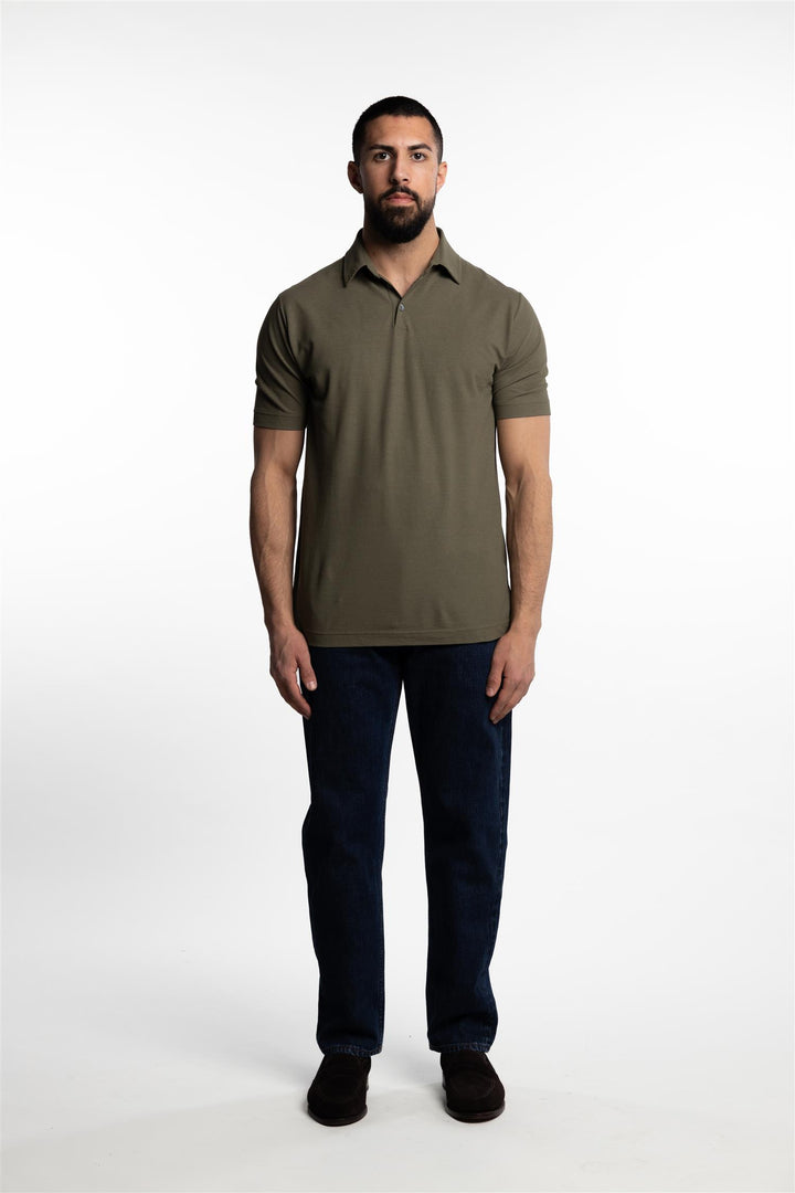 Ice Cotton Short Sleeve Polo Shirt Militare