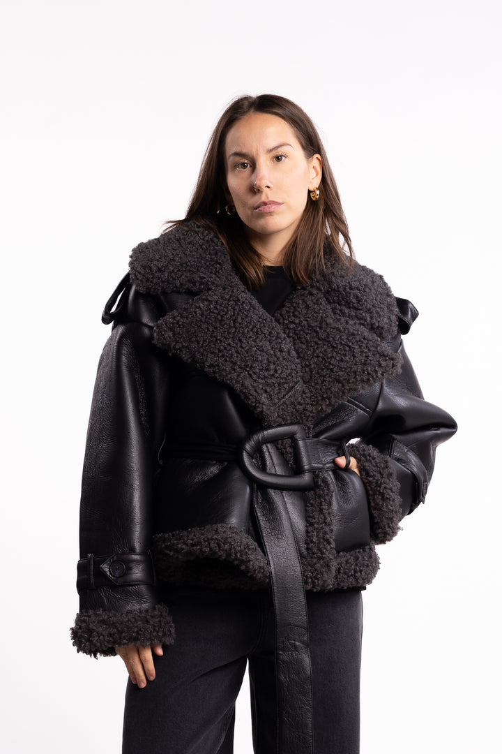 Manchester Cropped Jacket- Black