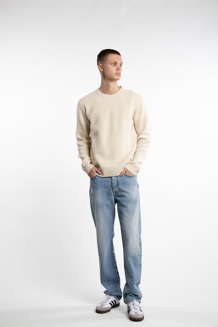 Merino Rib Knit Sweater Off White