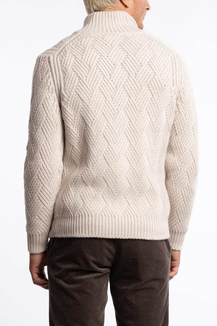 Cashmere Full-zip Jacket Beige