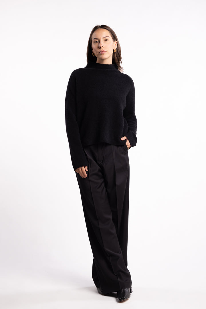Mika Yak Funnelneck Sweater- Black