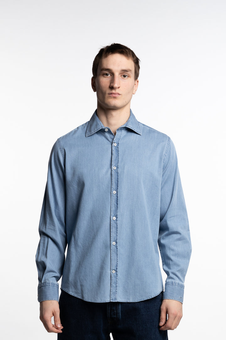 Giza Cotton X-Soft Light Denim Shirt Light Blue