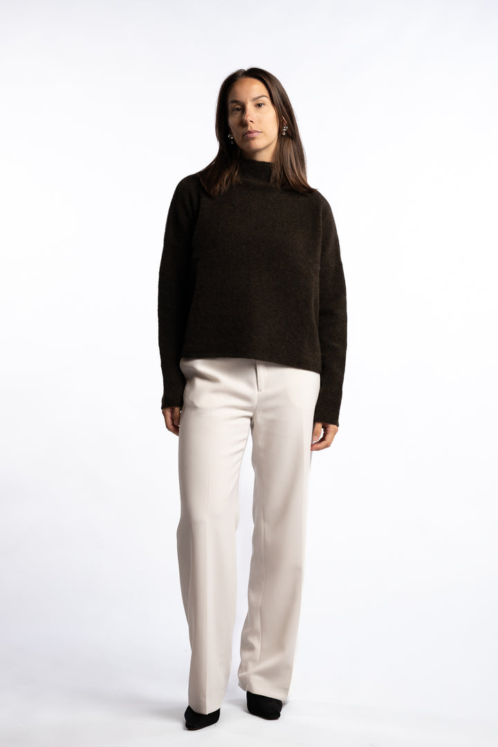 Mika Yak Funnelneck Sweater- Dark khaki green