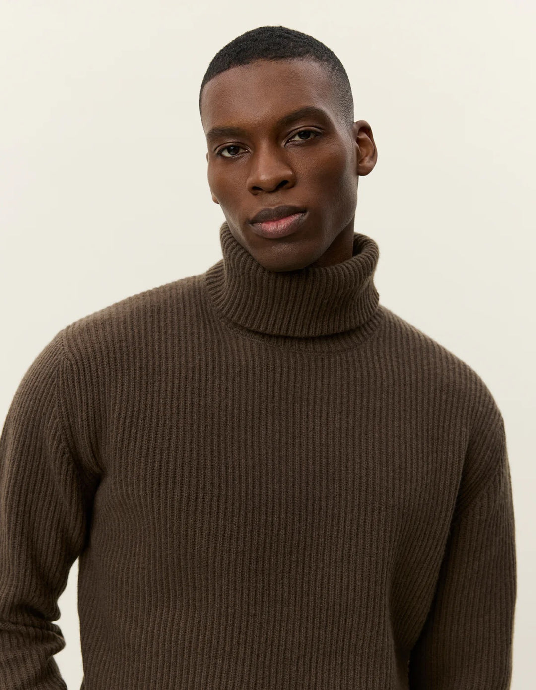 Eddie Wool Rib Rollneck Knit Teak Brown