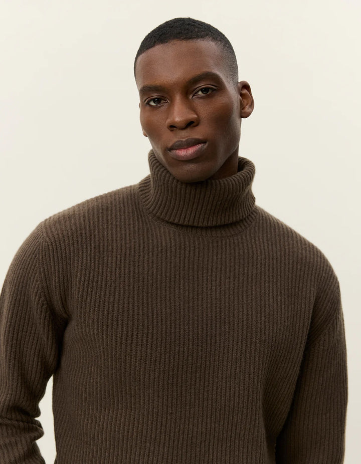 Eddie Wool Rib Rollneck Knit Teak Brown