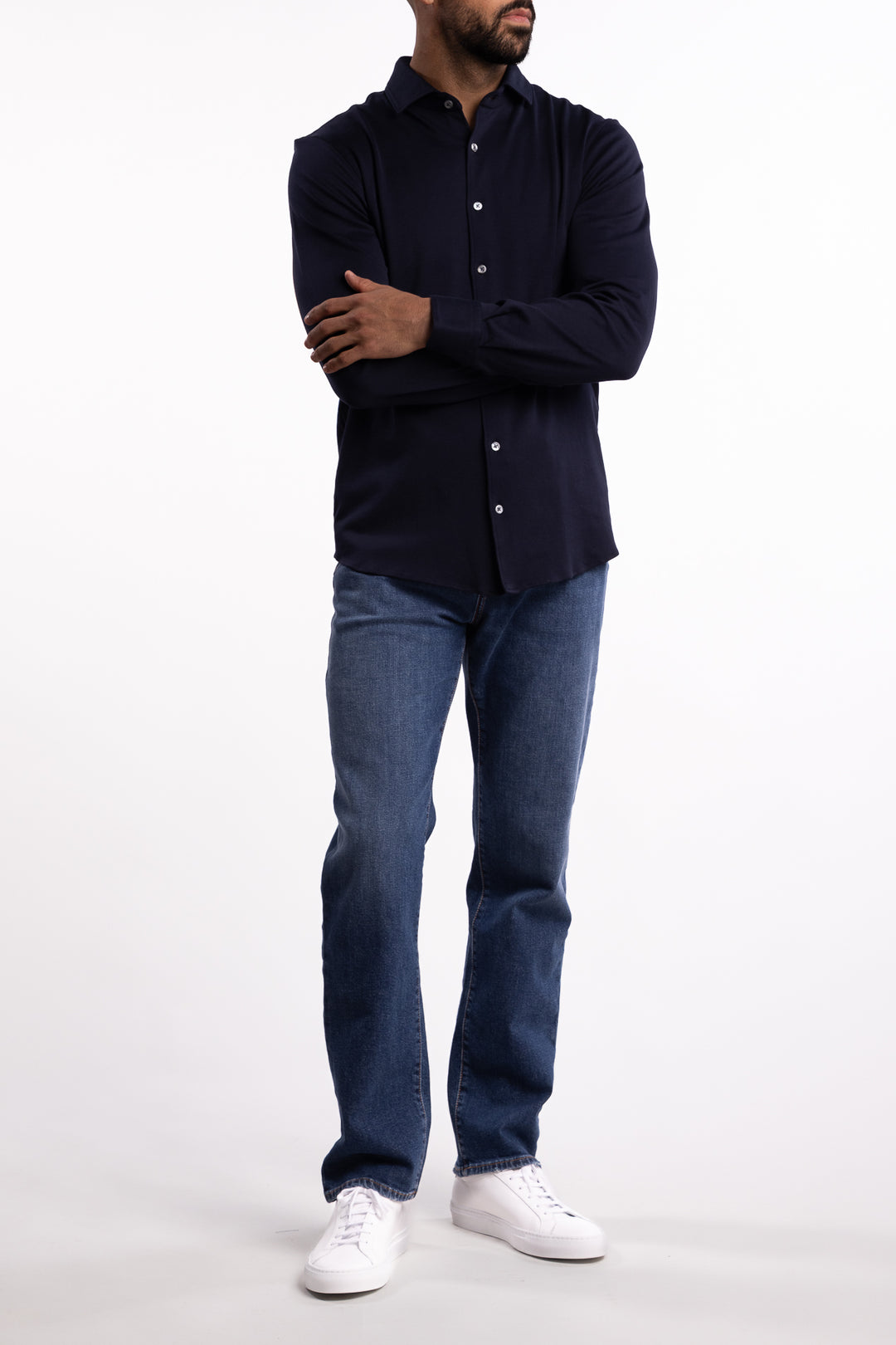 Cotton Stretch Shirt Navy
