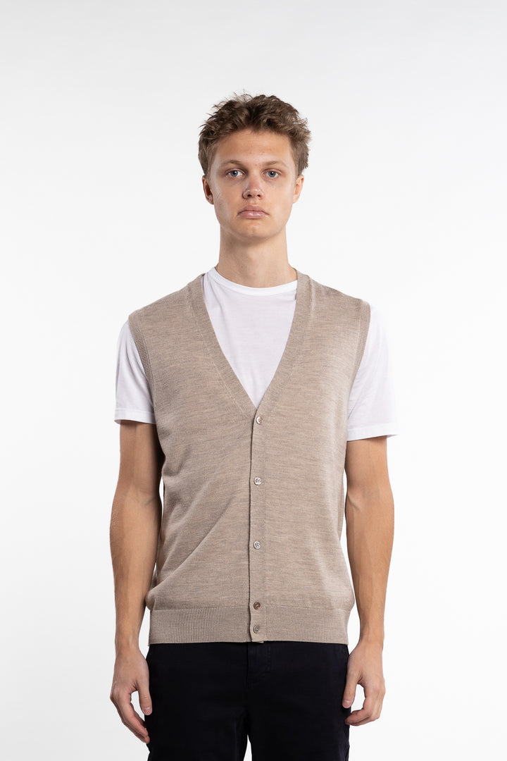 Merino Slipover Vest Khaki