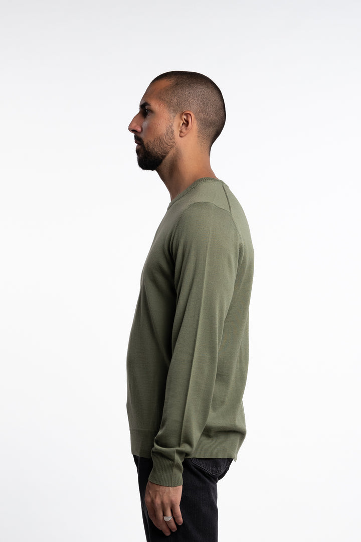 Keane Light Merino Crew Neck Olivine