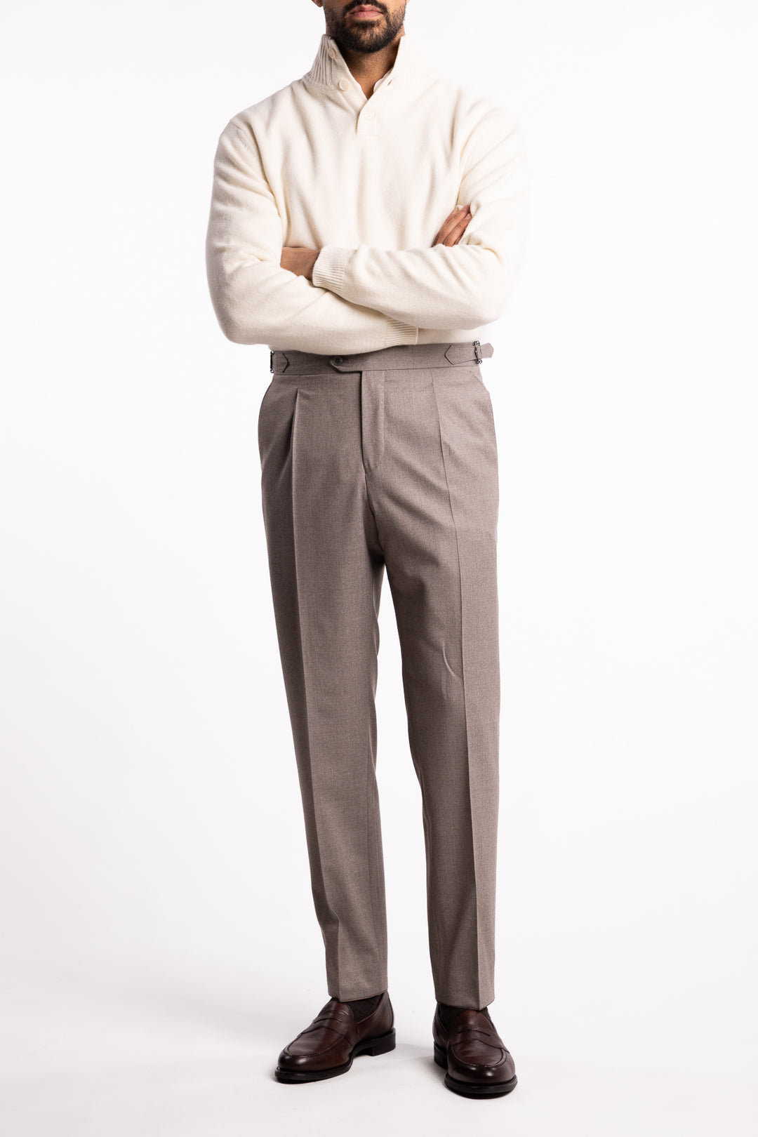 Prato Flanell Trousers Beige Melange