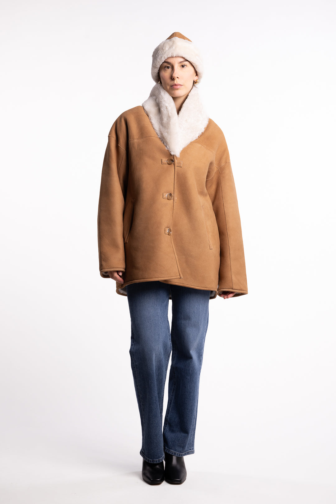 Melli Shearling Jacket- Camel Suede
