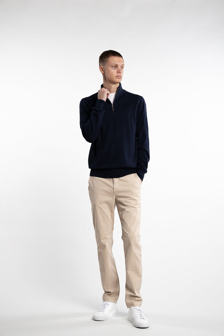 Knitted Wool Cashmere Half-Zip Blue