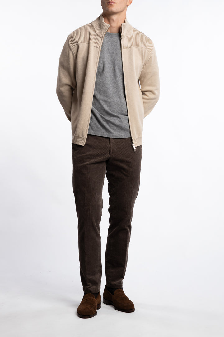 Full-zip Wool Cardigan Beige