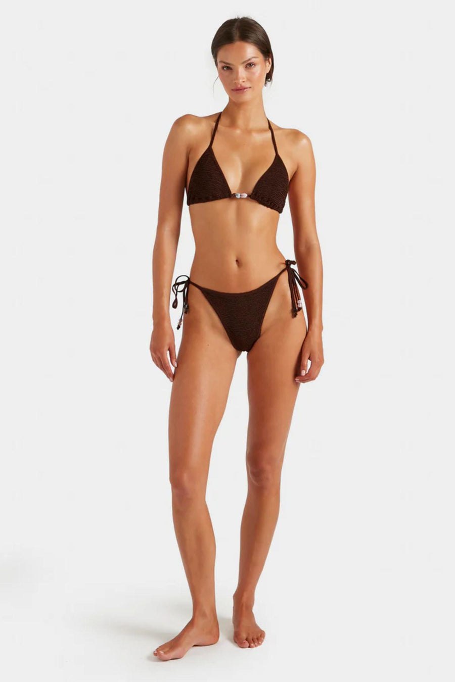 Gina Beaded Bikini- Metallic Chocolate