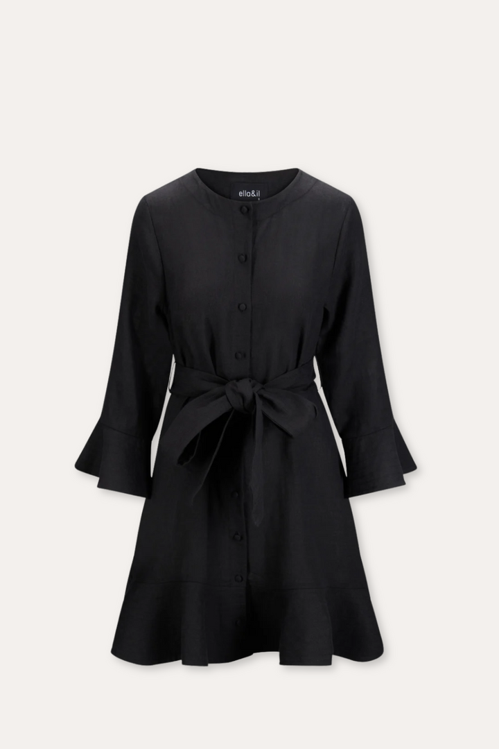 Gabrielle Linen Dress- Black