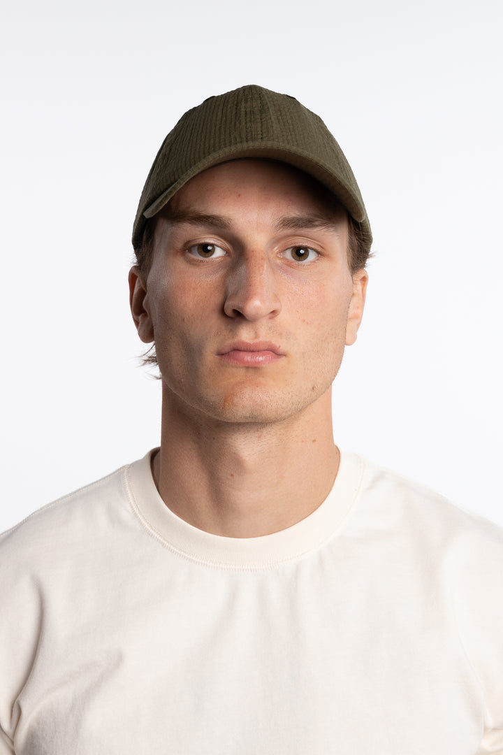 Seersucker Baseball Cap Khaki