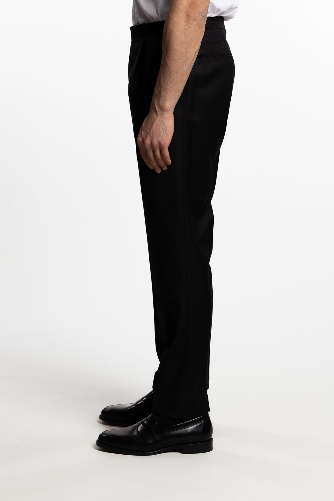 Prato Pleated Wool Trousers Black