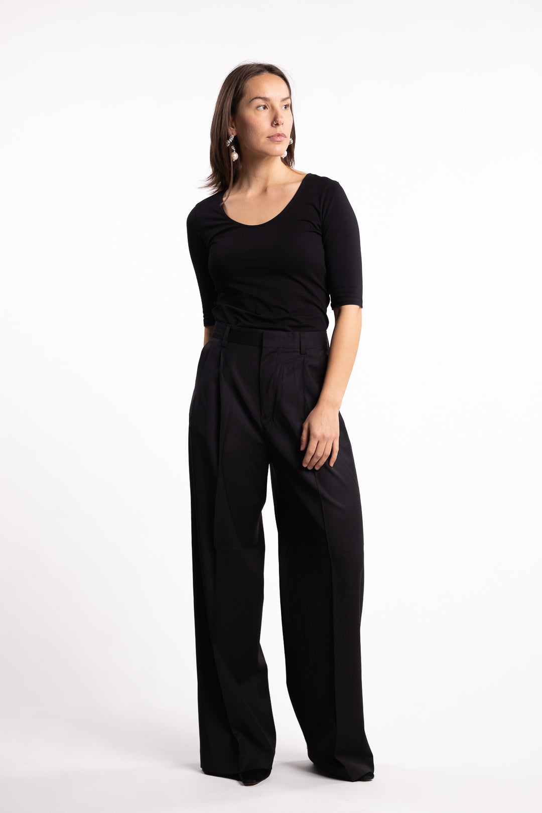 Darcey Wool Trousers- Black