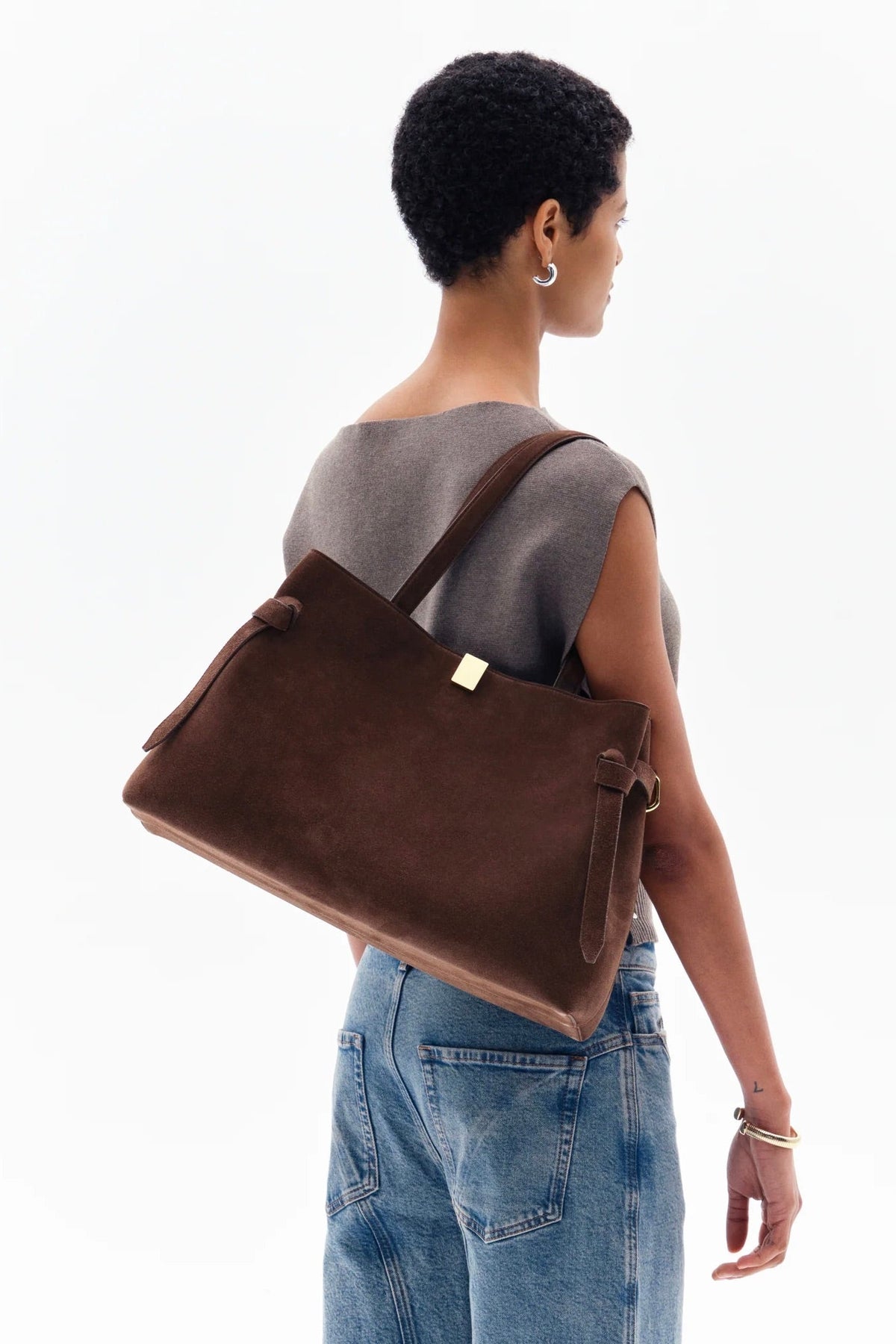 Gyoza Tote Chocolate Suede