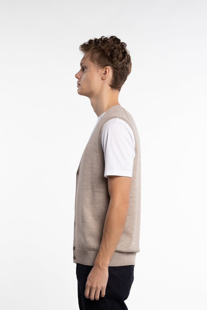 Merino Slipover Vest Khaki