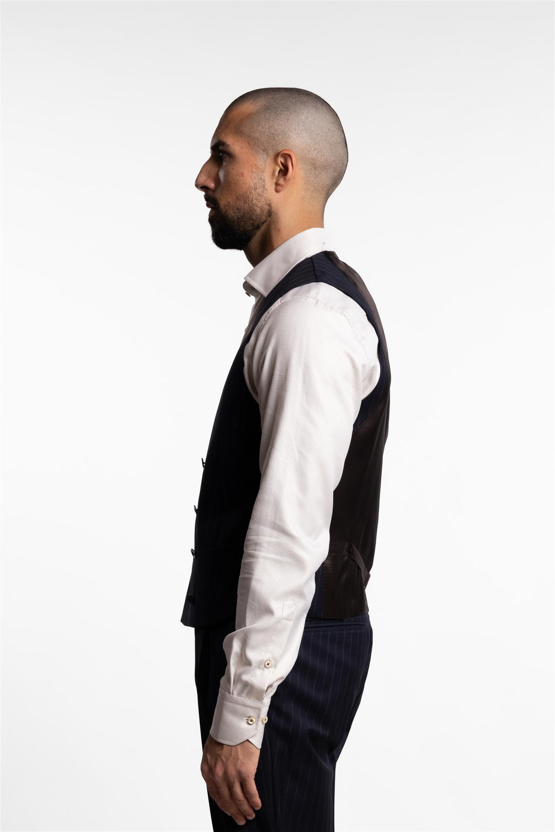 Veneto Double-Breasted Waistcoat Navy Pinstripe