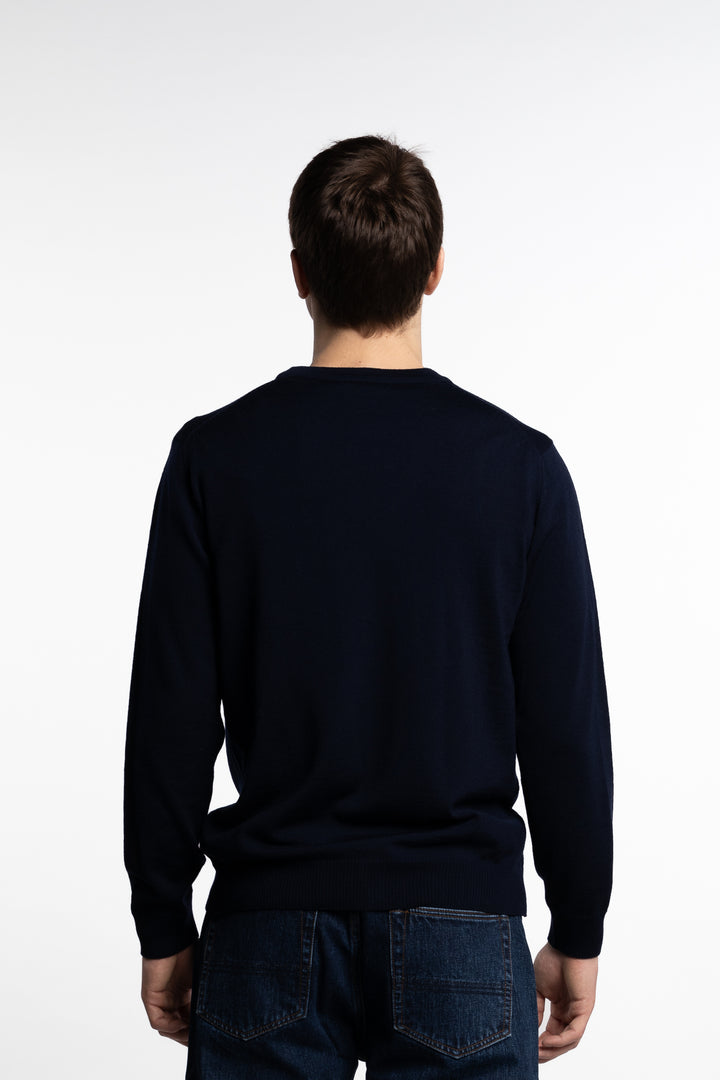 Merino Wool Cardigan Navy